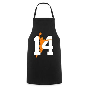 NUMMER 14 BASKETBALL 14. GEBURTSTAG - Kochschürze - Schwarz - Vorne - AI Model Male 185 dark (185cm)