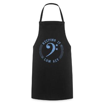 Bass Clef Blue - Vintage Musical Symbol - Cooking Apron - black - Front - AI Model Male 185 dark (185cm)