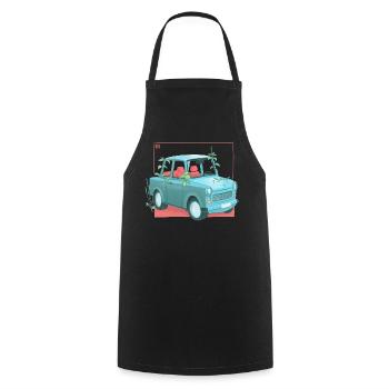 Trabi mit Pflanzen - Kochschürze - Schwarz - Vorne - AI Model Male 185 dark (185cm)