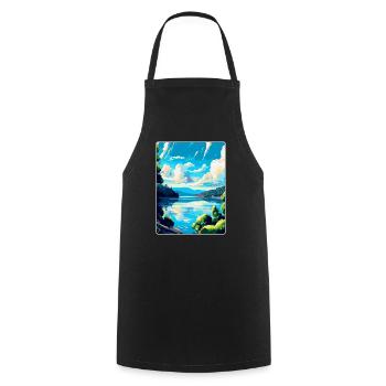 Danube River Europe Vintage Travel Poster Souvenir - Cooking Apron - black - Front - AI Model Male 185 dark (185cm)