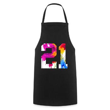 NUMBER 21 YEARS OLD 21ST BIRTHDAY - Cooking Apron - black - Front - AI Model Male 185 dark (185cm)