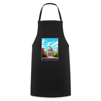 Vatikan Italien Dekoration Vintage Reiseposter WPA - Kochschürze - Schwarz - Vorne - AI Model Male 185 dark (185cm)