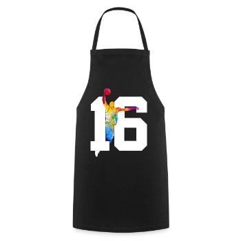 NUMBER 16 BASKETBALL 16TH BIRTHDAY - Cooking Apron - black - Front - AI Model Male 185 dark (185cm)