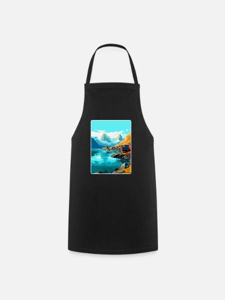 Lofoten Norwegen Vintage Reiseposter WPA - Kochschürze - Schwarz