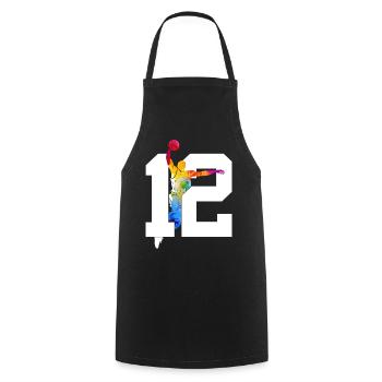 NUMMER 12 BASKETBALL 12. GEBURTSTAG - Kochschürze - Schwarz - Vorne - AI Model Male 185 dark (185cm)