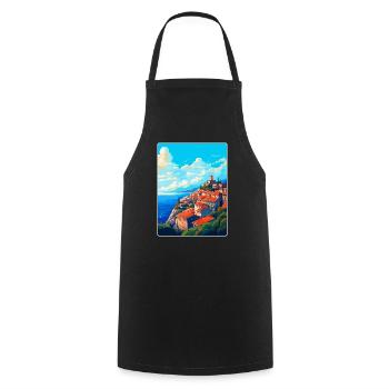 Eze Frankreich Vintage Reiseplakat Souvenir Souvenir - Kochschürze - Schwarz - Vorne - AI Model Male 185 dark (185cm)