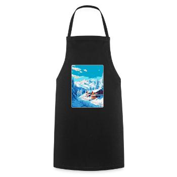 Meribel France Vintage Travel Poster Souvenir WPA - Cooking Apron - black - Front - AI Model Male 185 dark (185cm)