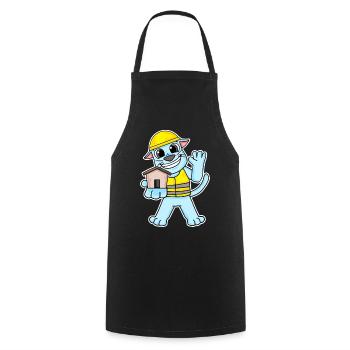 Builder cat topping house building gift - Cooking Apron - black - Front - AI Model Male 185 dark (185cm)