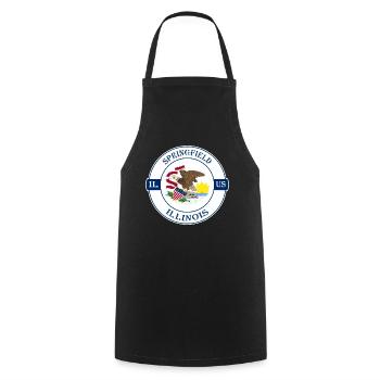 Springfield Illinois Flagge USA Souvenir Abzeichen - Kochschürze - Schwarz - Vorne - AI Model Male 185 dark (185cm)