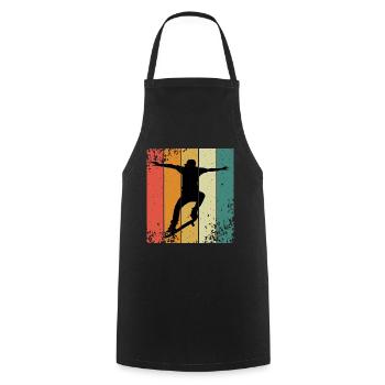 Retro-Skate-Silhouette auf farbigen Panels - Kochschürze - Schwarz - Vorne - AI Model Male 185 dark (185cm)