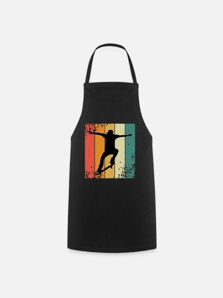Retro-Skate-Silhouette auf farbigen Panels - Kochschürze - Schwarz