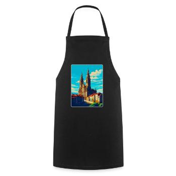 Santiago De Compostela Spanien Vintage Reiseposter - Kochschürze - Schwarz - Vorne - AI Model Male 185 dark (185cm)