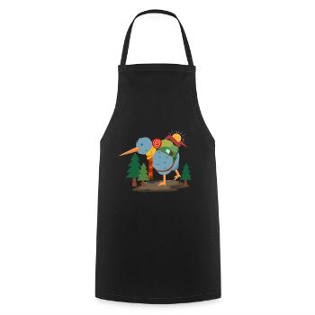 Reiselustiger Kiwivogel Backpacker - Kochschürze - Schwarz - Vorne - AI Model Male 185 dark (185cm)