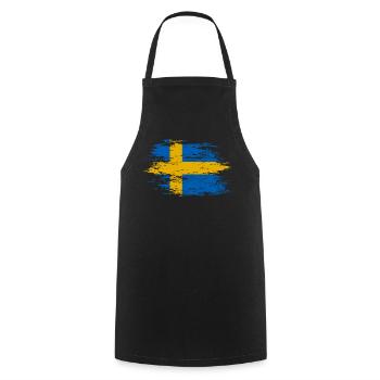 Drapeau de la Suède utilisé - Tablier de cuisine - noir - Devant - AI Model Male 185 dark (185cm)