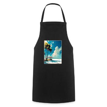 Siesta Key Florida Vintage Reiseposter Souvenir - Kochschürze - Schwarz - Vorne - AI Model Male 185 dark (185cm)