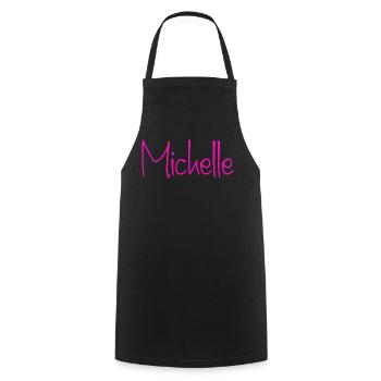 Michelle Neon-Handschrift - Kochschürze - Schwarz - Vorne - AI Model Male 185 dark (185cm)