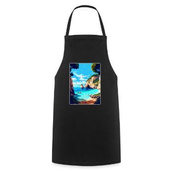 Zakynthos Greece Vintage Travel Poster Souvenir - Cooking Apron - black - Front - AI Model Male 185 dark (185cm)