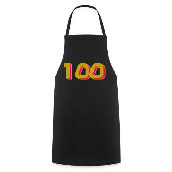 100. 100 JAHRE. 100-JÄHRIGES JUBILÄUM. 100. GEBURTSTAG - Kochschürze - Schwarz - Vorne - AI Model Male 185 dark (185cm)