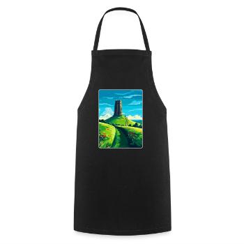 Glastonbury Tor Angleterre Royaume-Uni Affiche de voyage souvenir - Tablier de cuisine - noir - Devant - AI Model Male 185 dark (185cm)