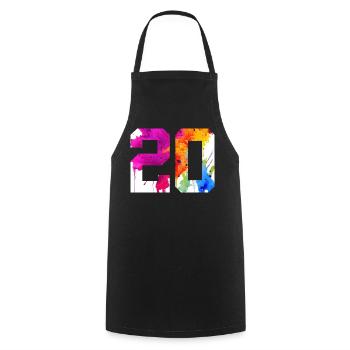 NUMMER 20 JAHRE ALT 20. GEBURTSTAG - Kochschürze - Schwarz - Vorne - AI Model Male 185 dark (185cm)