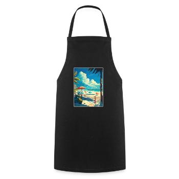 Playa del Carmen Dekoration Vintage Reiseposter - Kochschürze - Schwarz - Vorne - AI Model Male 185 dark (185cm)