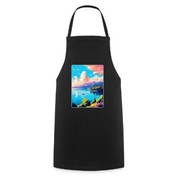 Lago Maggiore Schweiz Vintage Reiseplakat - Kochschürze - Schwarz - Vorne - AI Model Male 185 dark (185cm)