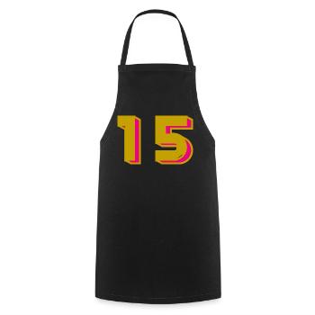 15. 15 YEARS. 15th ANNIVERSARY. 15 YEAR ANNIVERSARY. - Cooking Apron - black - Front - AI Model Male 185 dark (185cm)