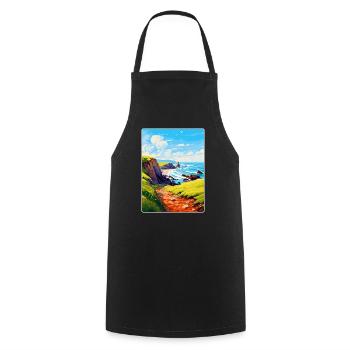 Hartland Quay Devon Vintage Travel Poster Souvenir - Cooking Apron - black - Front - AI Model Male 185 dark (185cm)