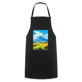 Mourne Mountains Vintage Reise Poster Souvenir - Kochschürze - Schwarz - Vorne - AI Model Male 185 dark (185cm)