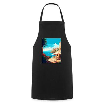 Rhodes Grèce Vintage Voyage Poster WPA Souvenir - Tablier de cuisine - noir - Devant - AI Model Male 185 dark (185cm)
