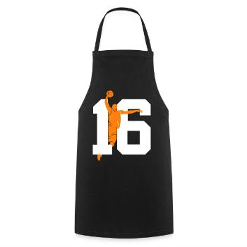 NUMBER 16 BASKETBALL 16TH BIRTHDAY - Cooking Apron - black - Front - AI Model Male 185 dark (185cm)