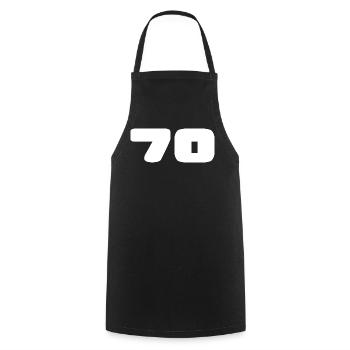 70. 70 JAHRE. 70-JÄHRIGES JUBILÄUM. GEBURTSTAG 70 JAHRE. - Kochschürze - Schwarz - Vorne - AI Model Male 185 dark (185cm)