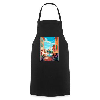 St Tropez France Affiche de voyage vintage souvenir - Tablier de cuisine - noir - Devant - AI Model Male 185 dark (185cm)