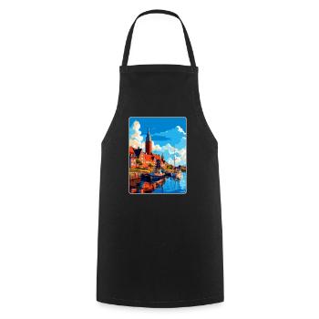 Halmstad Schweden Vintage Reiseplakat Souvenir WPA - Kochschürze - Schwarz - Vorne - AI Model Male 185 dark (185cm)