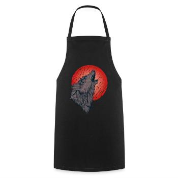 Loup hurlant, pleine lune - Tablier de cuisine - noir - Devant - AI Model Male 185 dark (185cm)
