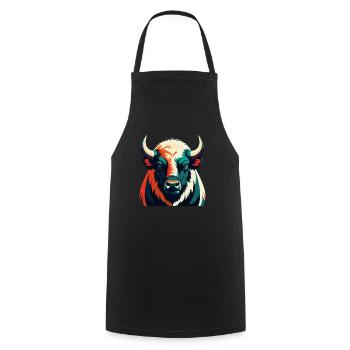 Buffalo Cartoon Character Colorful Pet Animal - Cooking Apron - black - Front - AI Model Male 185 dark (185cm)