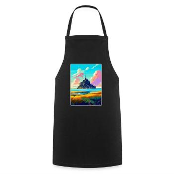 Mont Saint Michel Frankreich Vintage Reiseposter WPA - Kochschürze - Schwarz - Vorne - AI Model Male 185 dark (185cm)
