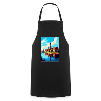 Szczecin Pologne Affiche de voyage vintage souvenir WPA - Tablier de cuisine - noir - Devant - AI Model Male 185 dark (185cm)
