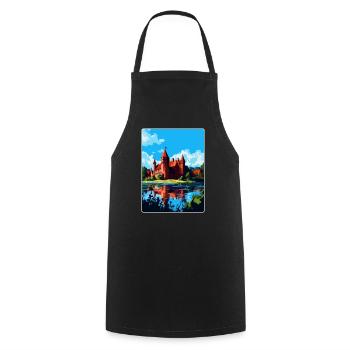 Malbork Castle Poland Vintage Travel Poster WPA - Cooking Apron - black - Front - AI Model Male 185 dark (185cm)