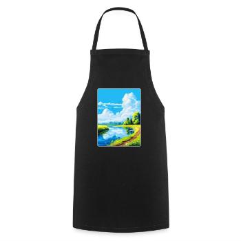 Donau Auen Deutschland Vintage Reiseplakat Souvenir - Kochschürze - Schwarz - Vorne - AI Model Male 185 dark (185cm)