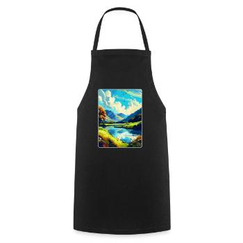 Lake District England Uk Vintage Travel Poster WPA - Cooking Apron - black - Front - AI Model Male 185 dark (185cm)