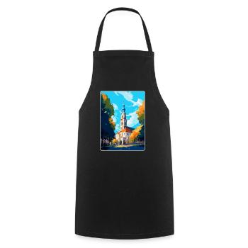 Bialystok Polen Vintage Reiseposter Wandkunst - Kochschürze - Schwarz - Vorne - AI Model Male 185 dark (185cm)