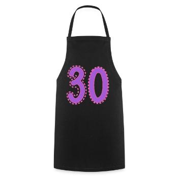 30. 30 YEARS. 30th ANNIVERSARY. 30 YEARS ANNIVERSARY. - Cooking Apron - black - Front - AI Model Male 185 dark (185cm)