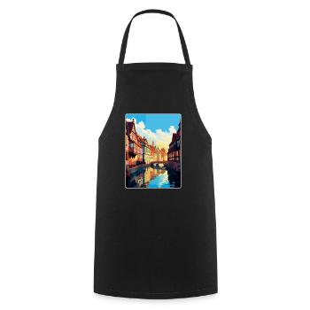 Colmar France Affiche de voyage vintage WPA Souvenir - Tablier de cuisine - noir - Devant - AI Model Male 185 dark (185cm)