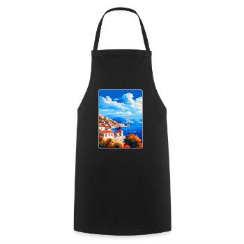 Hydra Greece Vintage Travel Poster WPA Souvenir - Cooking Apron - black - Front - AI Model Male 185 dark (185cm)