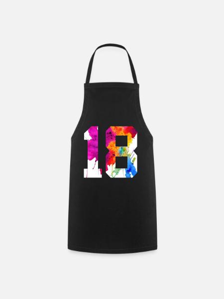 NUMBER 18 YEARS OLD 18TH BIRTHDAY - Cooking Apron - black
