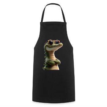 Krokodil Alligator Reptilien Kroko Liebe Krokodile - Kochschürze - Schwarz - Vorne - AI Model Male 185 dark (185cm)
