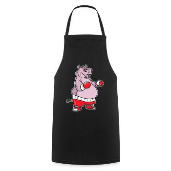 Schlagfertiges Nilpferd Boxring - Kochschürze - Schwarz - Vorne - AI Model Male 185 dark (185cm)