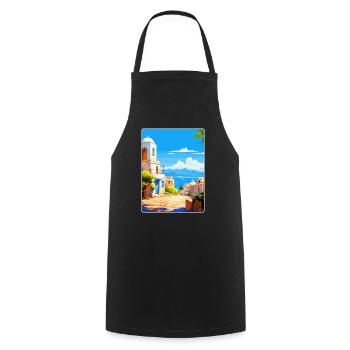 Kos Griechenland Vintage Reise Poster Souvenir Souvenir - Kochschürze - Schwarz - Vorne - AI Model Male 185 dark (185cm)