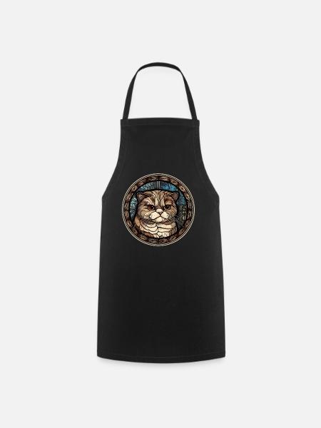 Scottish Fold Katzenrasse Aquarellglas - Kochschürze - Schwarz